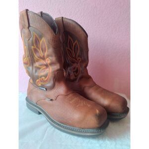 Wolverine‎ Waterproof Work Boots Western Style Leather Brown Size 9
